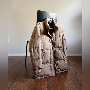Oversized H&M Puffer Jacket Coat, Camel, Like New, XS